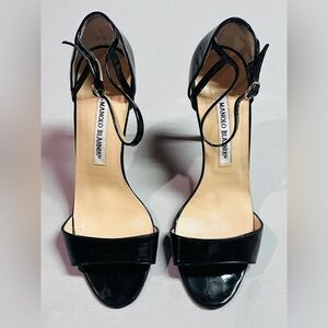 Manolo Blahnik Patent Leather Strappy Stiletto Heels Size 37